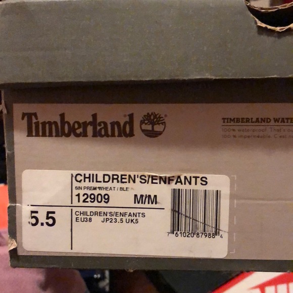 Used Wheat Tan/Brown Timberland Boots 5.5M (kids) - Picture 5 of 5